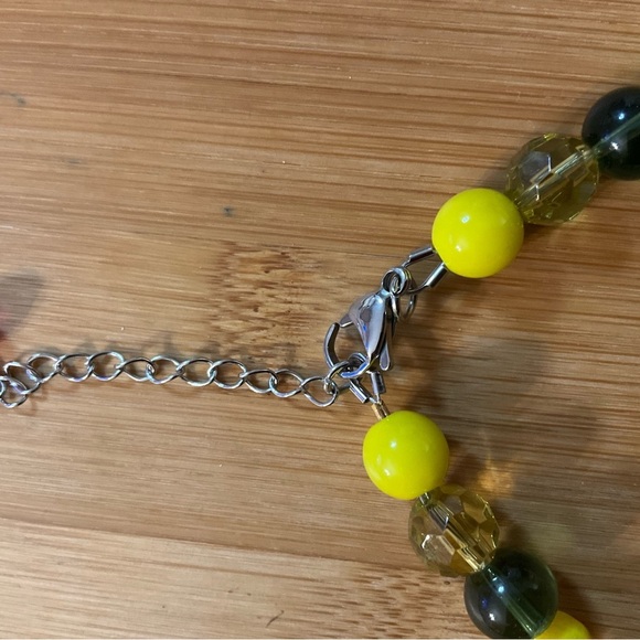 Hand Crafted Necklace Wrap Bracelet Set Yellow Green Multi Mixed Media - Picture 8 of 16